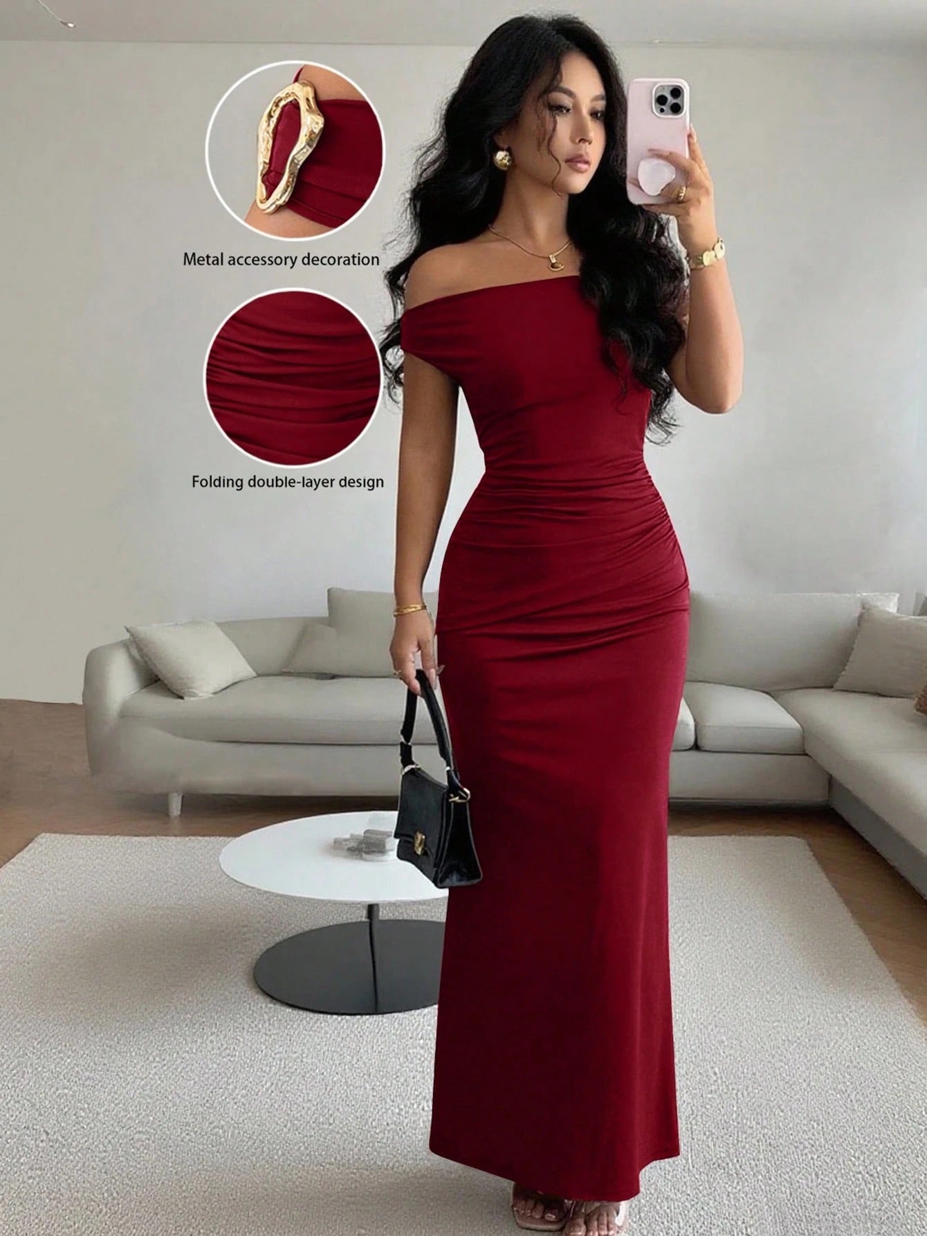 Off The Shoulder Form Fitting Dress - Elegant Women's Fashion Dress | Prime Care