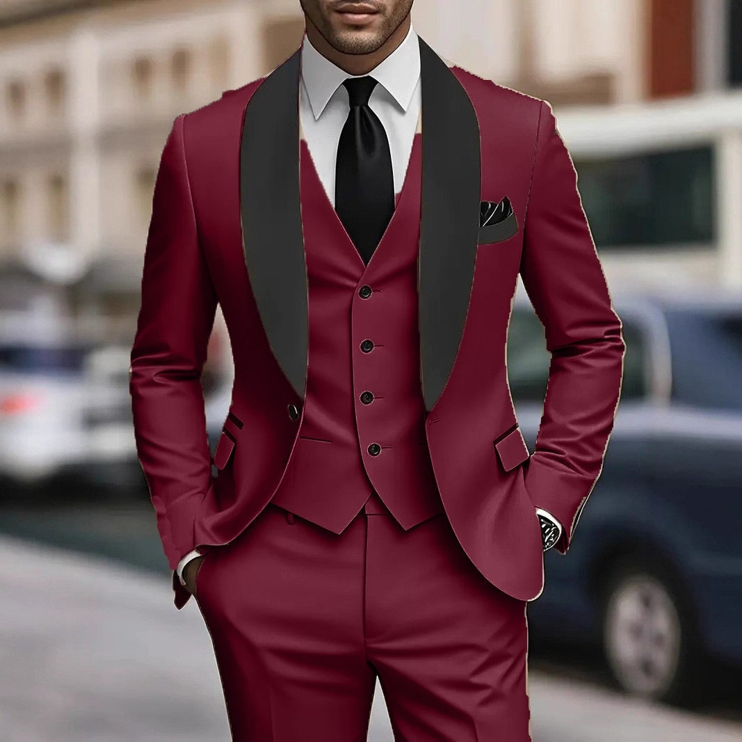 Mens Business-Casual Three-Piece Suit Korean-Style Slim Fit - Professional Formal Wear | Prime Care