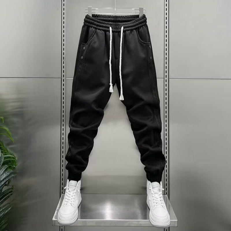 Mens Spring Summer Patchwork Vertical-Stripe Casual Elastic-Waist Fashion Ankle-Fit Pants | Prime Care