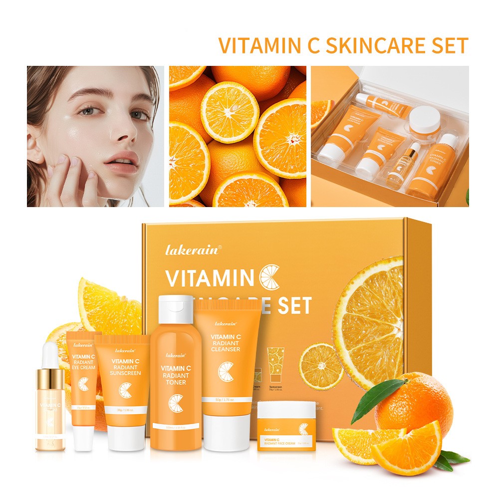 Lakerain Vitamin C Skin Care Set – 6-Piece Brightening Facial Care Collection