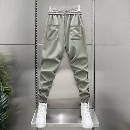 Mens Spring Summer Patchwork Vertical-Stripe Casual Elastic-Waist Fashion Ankle-Fit Pants | Prime Care