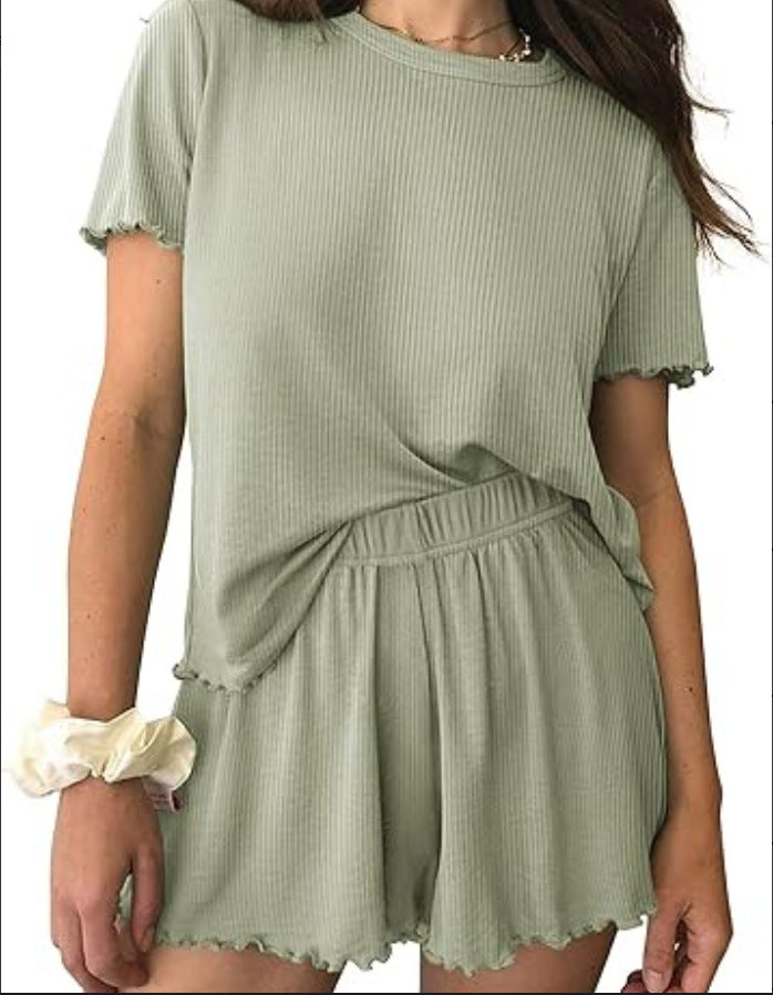 Relaxed Casual Crew Neck Short Sleeve Top And Shorts Set - Comfortable Loungewear | Prime Care