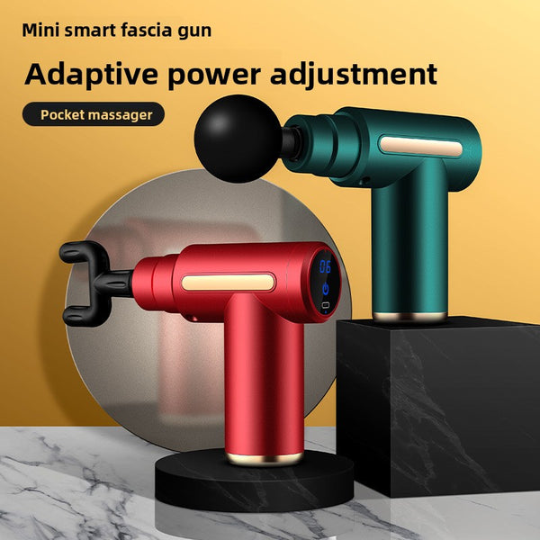 Mini Portable Fascia Gun – Brushless Motor Percussion Massager | 4 Heads, 5+ Speeds, Ultra-Quiet