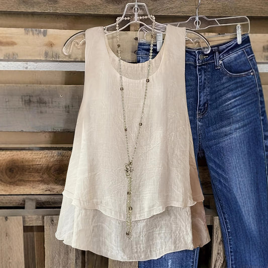 Womens Casual Solid-Color Two-Layer Tank Top - Comfortable Summer Top | Prime Care