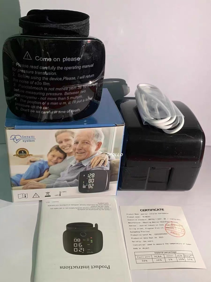 Wrist Blood Pressure Monitor - Rechargeable Digital BP Cuff with Touchscreen | CE Certified