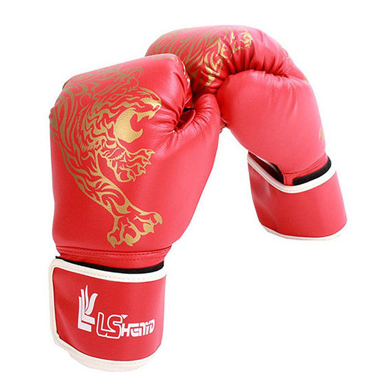 Flame Tiger Boxing Gloves – PU Leather Training Gloves for Men & Women