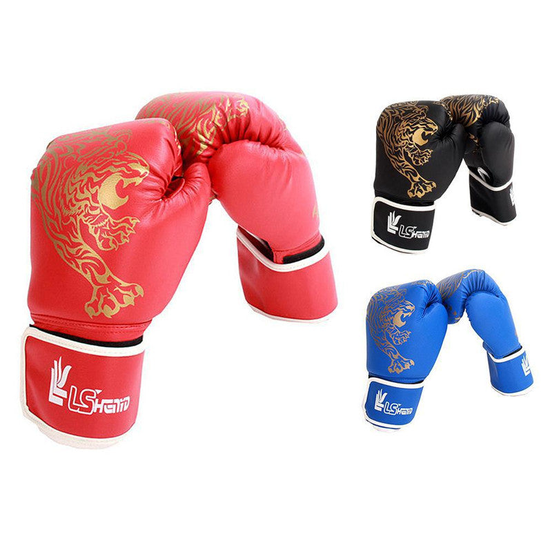 Flame Tiger Boxing Gloves – PU Leather Training Gloves for Men & Women