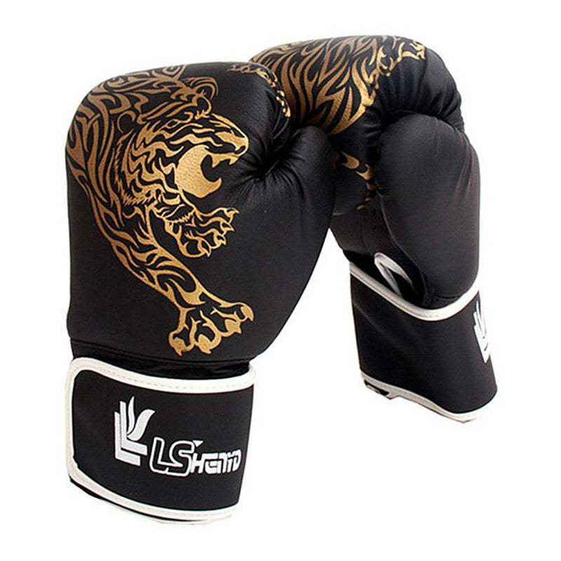 Flame Tiger Boxing Gloves – PU Leather Training Gloves for Men & Women