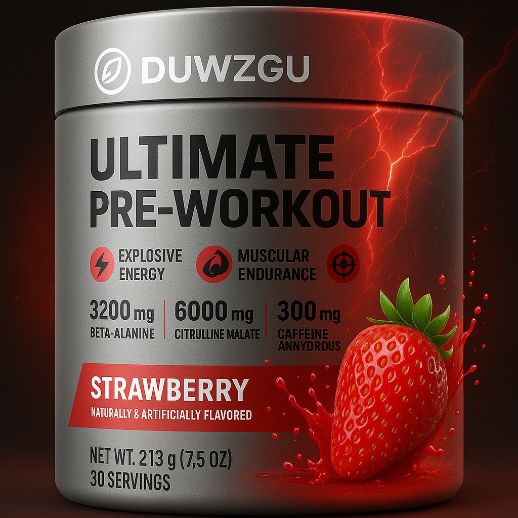 Strawberry Caffeine Pre-Workout Supplement – Energy & Performance Booster 360g
