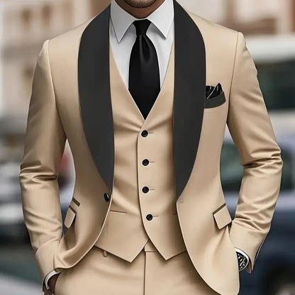 Mens Business-Casual Three-Piece Suit Korean-Style Slim Fit - Professional Formal Wear | Prime Care