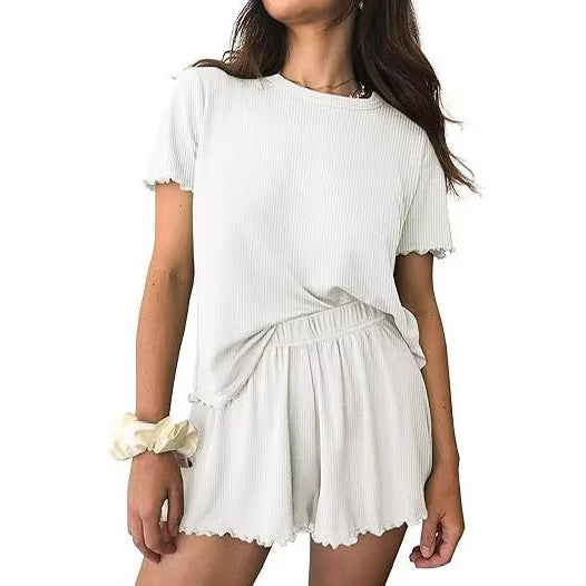 Relaxed Casual Crew Neck Short Sleeve Top And Shorts Set - Comfortable Loungewear | Prime Care