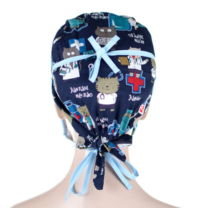 Double-layer printed lace surgical cap