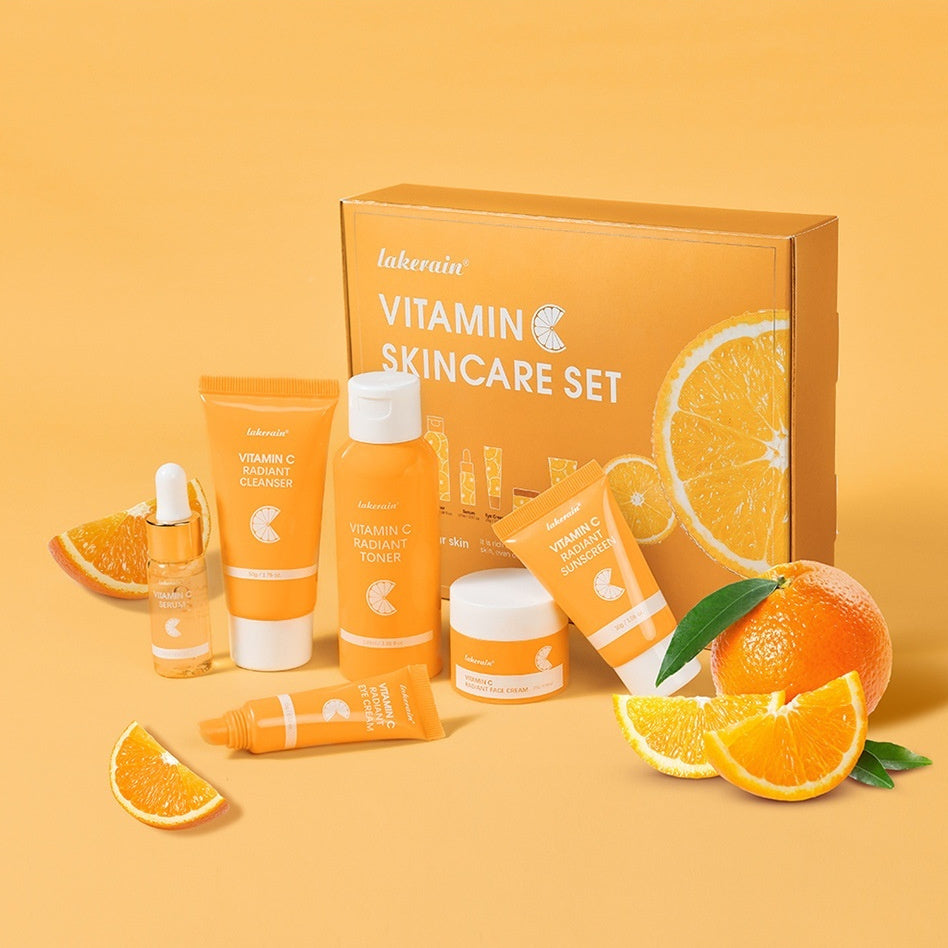 Lakerain Vitamin C Skin Care Set – 6-Piece Brightening Facial Care Collection