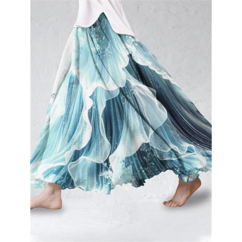 Spring Autumn 3D Digital-printed Midi A-line Skirt - Women's Fashion Skirt | Prime Care