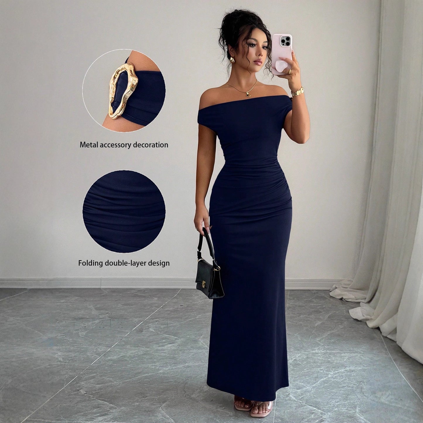 Off The Shoulder Form Fitting Dress - Elegant Women's Fashion Dress | Prime Care