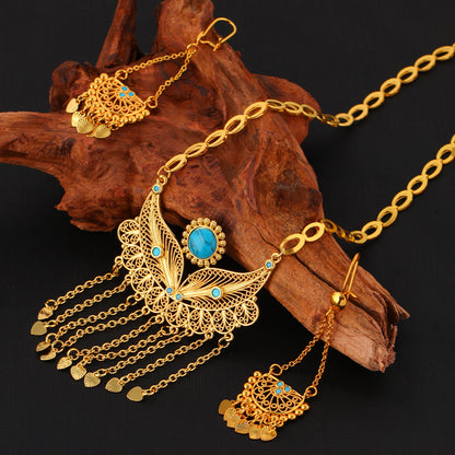 3pcs Water Droplet Tassel 18k Gold Plated Necklace Earring Set - Party Jewelry | Prime Care