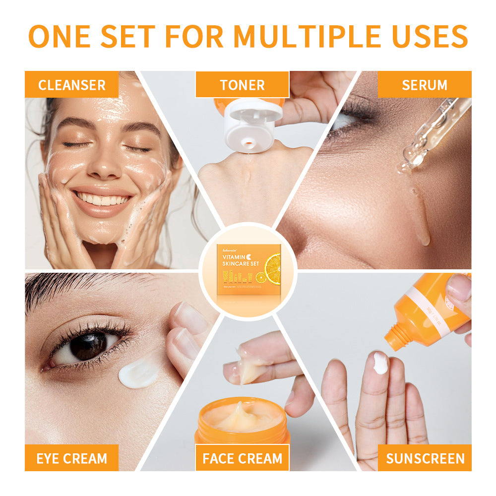 Lakerain Vitamin C Skin Care Set – 6-Piece Brightening Facial Care Collection