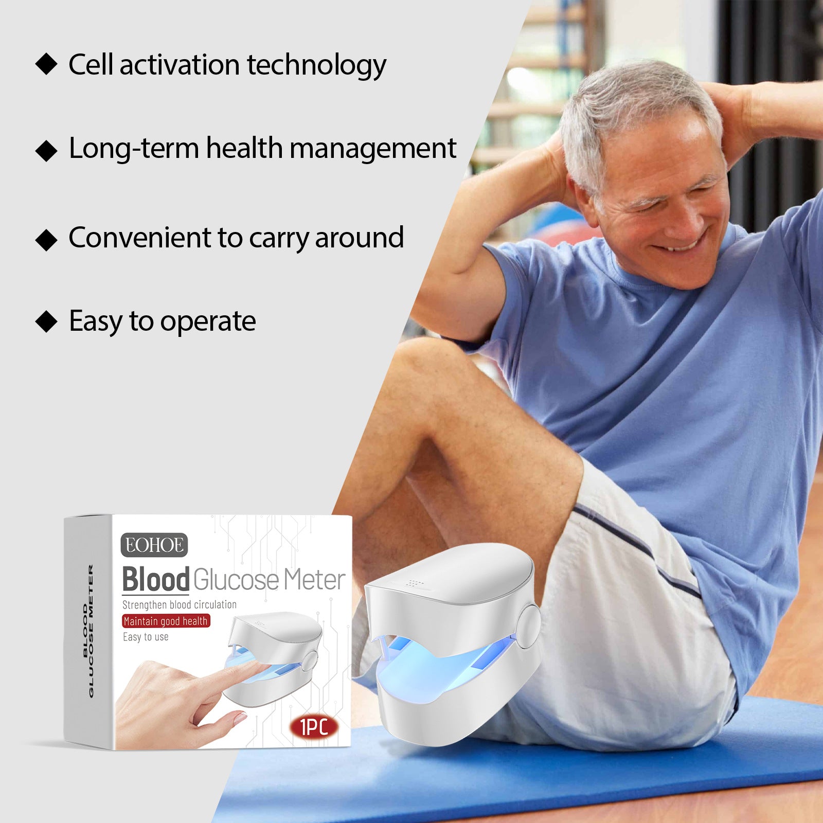 Non-Invasive Blood Glucose Meter - Painless Diabetes Monitor No Finger Prick