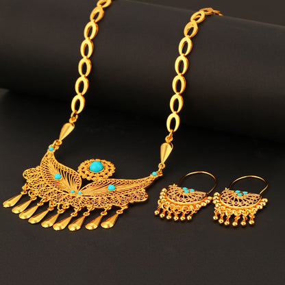 3pcs Water Droplet Tassel 18k Gold Plated Necklace Earring Set - Party Jewelry | Prime Care