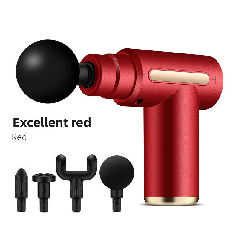 Mini Portable Fascia Gun – Brushless Motor Percussion Massager | 4 Heads, 5+ Speeds, Ultra-Quiet