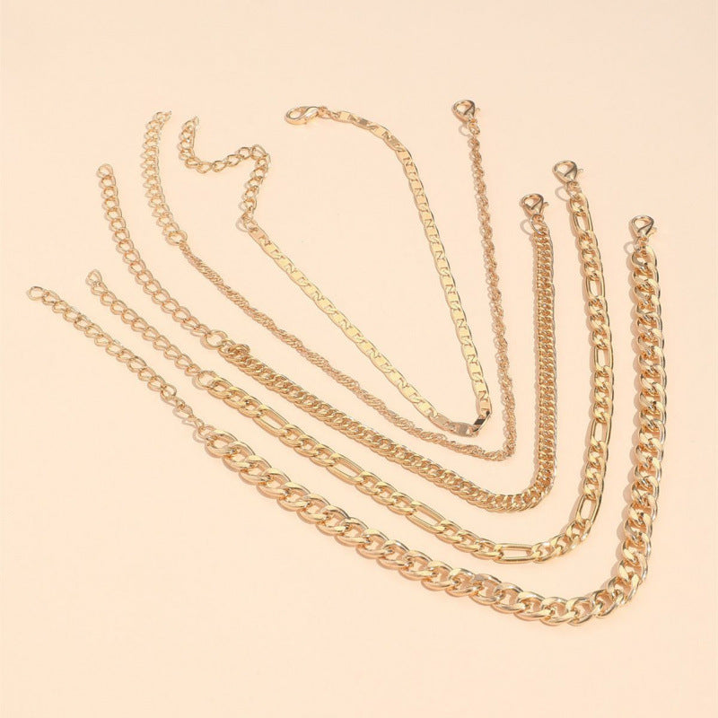 Simple Graceful Metal Chain Retro Creative Snake Chain Anklet Five-piece Set | Prime Care