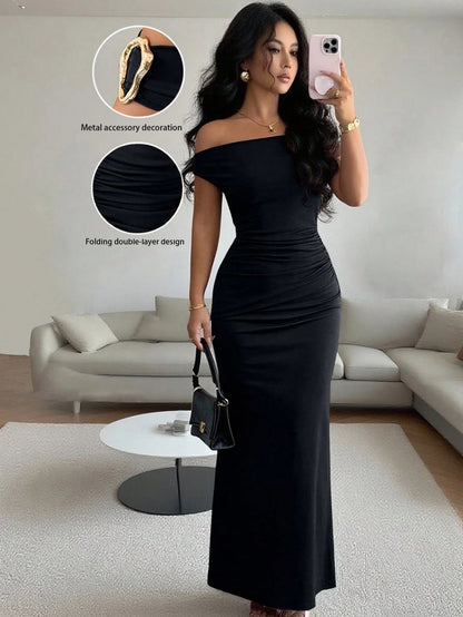 Off The Shoulder Form Fitting Dress - Elegant Women's Fashion Dress | Prime Care