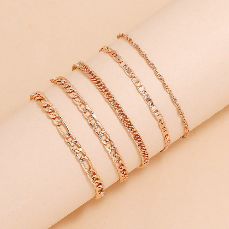 Simple Graceful Metal Chain Retro Creative Snake Chain Anklet Five-piece Set | Prime Care