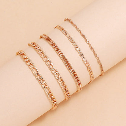 Simple Graceful Metal Chain Retro Creative Snake Chain Anklet Five-piece Set | Prime Care
