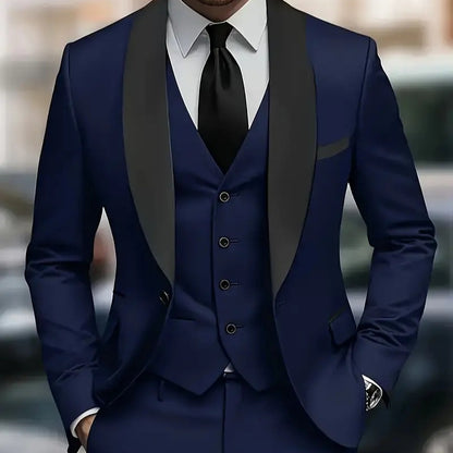 Mens Business-Casual Three-Piece Suit Korean-Style Slim Fit - Professional Formal Wear | Prime Care