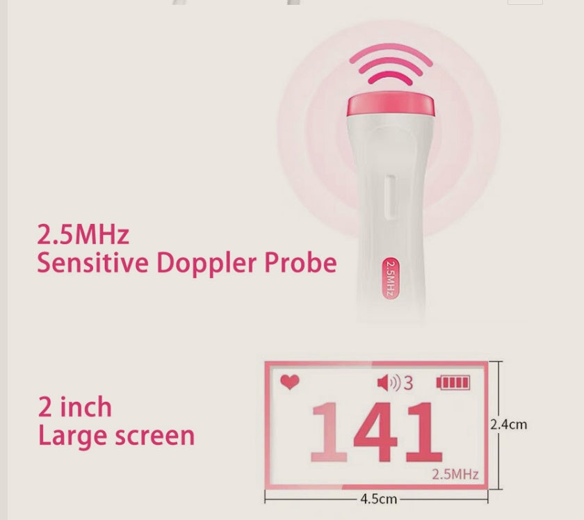 Fetal Doppler Heart Rate Monitor - CE Certified Home Pregnancy Baby Heartbeat Detector
