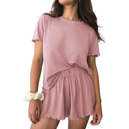 Relaxed Casual Crew Neck Short Sleeve Top And Shorts Set - Comfortable Loungewear | Prime Care