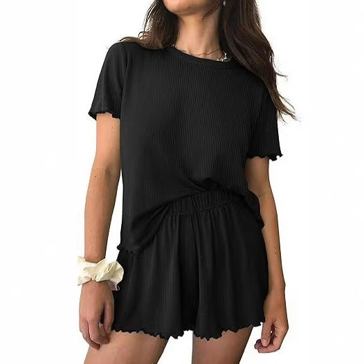 Relaxed Casual Crew Neck Short Sleeve Top And Shorts Set - Comfortable Loungewear | Prime Care