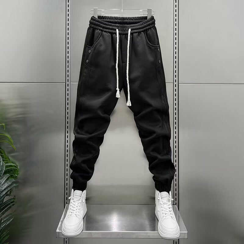 Mens Spring Summer Patchwork Vertical-Stripe Casual Elastic-Waist Fashion Ankle-Fit Pants | Prime Care