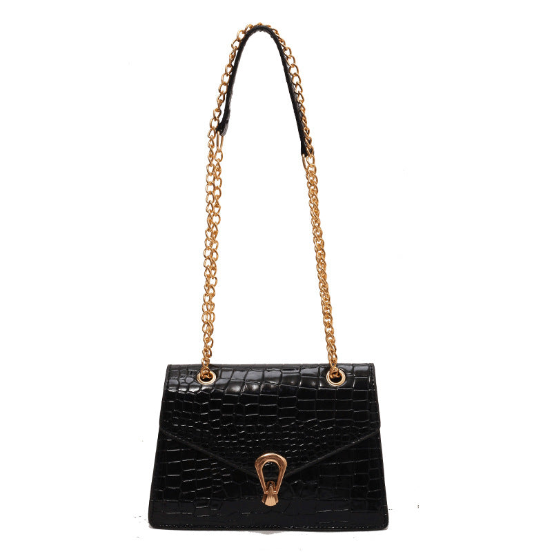 Womens Solid-Color Versatile Crocodile-Print Chain Crossbody Bag - Fashion Handbag | Prime Care