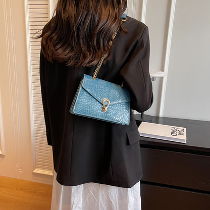 Womens Solid-Color Versatile Crocodile-Print Chain Crossbody Bag - Fashion Handbag | Prime Care