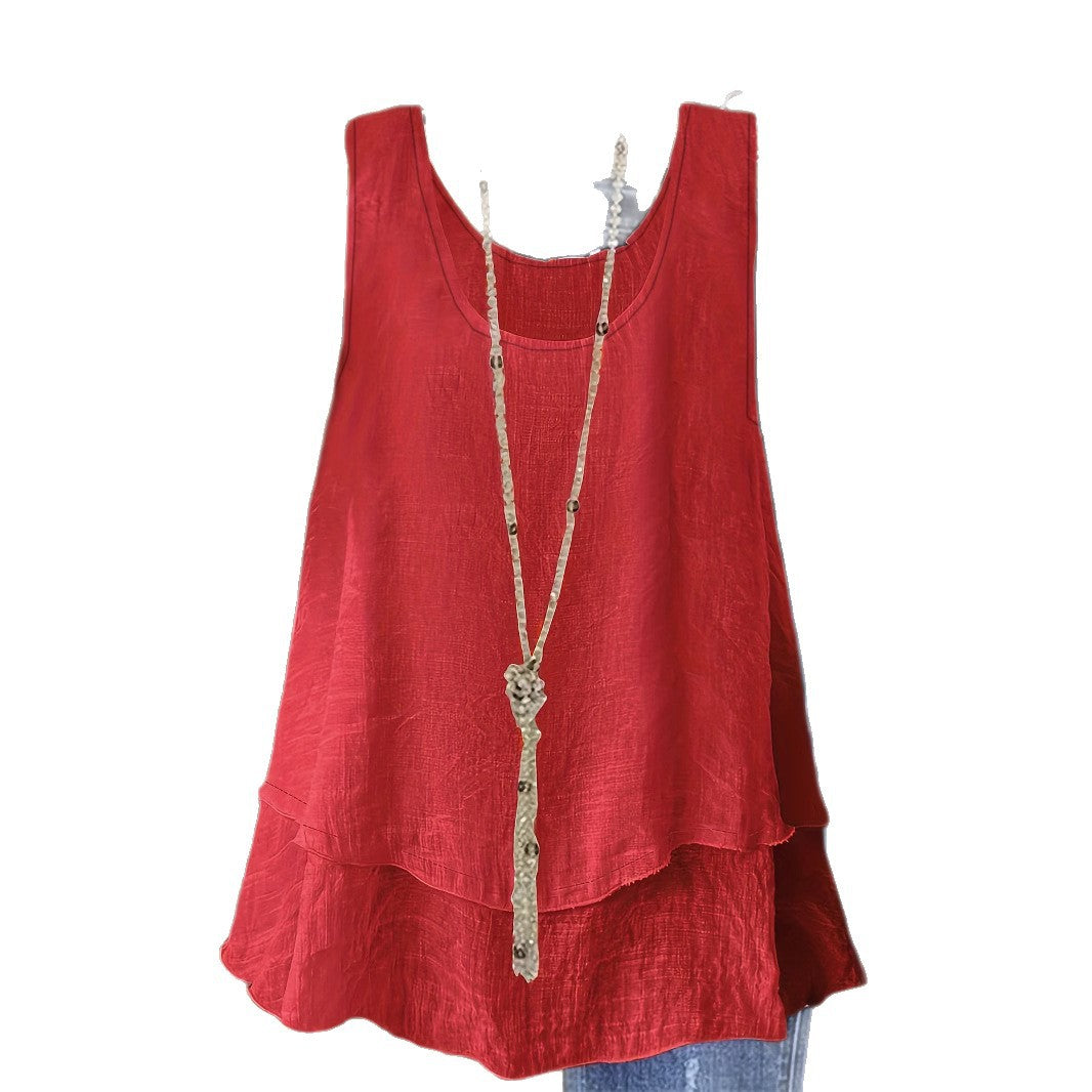 Womens Casual Solid-Color Two-Layer Tank Top - Comfortable Summer Top | Prime Care