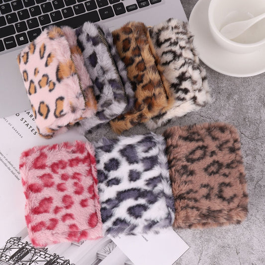 Plush Coin Purse Fashionable Niche Design - Fluffy Leopard-Print Card Holder | Prime Care