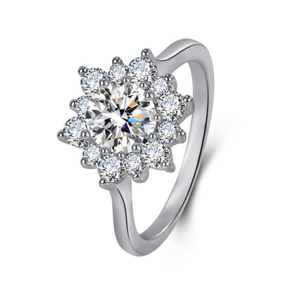 Elegant Full-diamond Snowflake Stud Earrings Pendant Necklace And Ring Jewelry Set | Prime Care