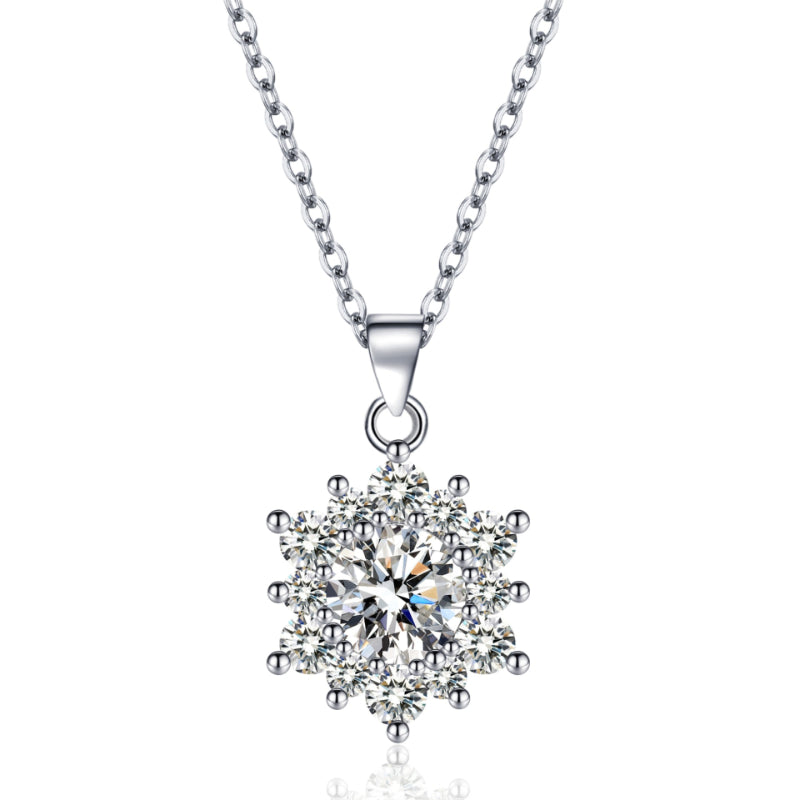 Elegant Full-diamond Snowflake Stud Earrings Pendant Necklace And Ring Jewelry Set | Prime Care