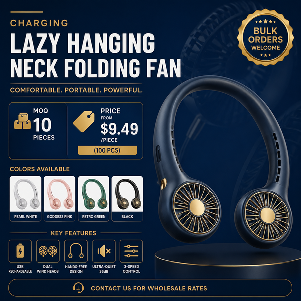 Hands-Free Neck Fan — USB Rechargeable Portable Cooling Fan
