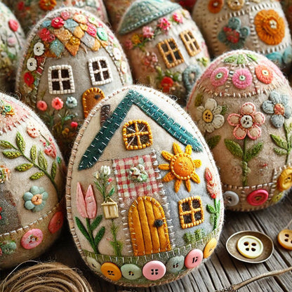 New Patchwork Felt Egg House DIY Kit Patchwork Felt Egg House DIY Kit Package