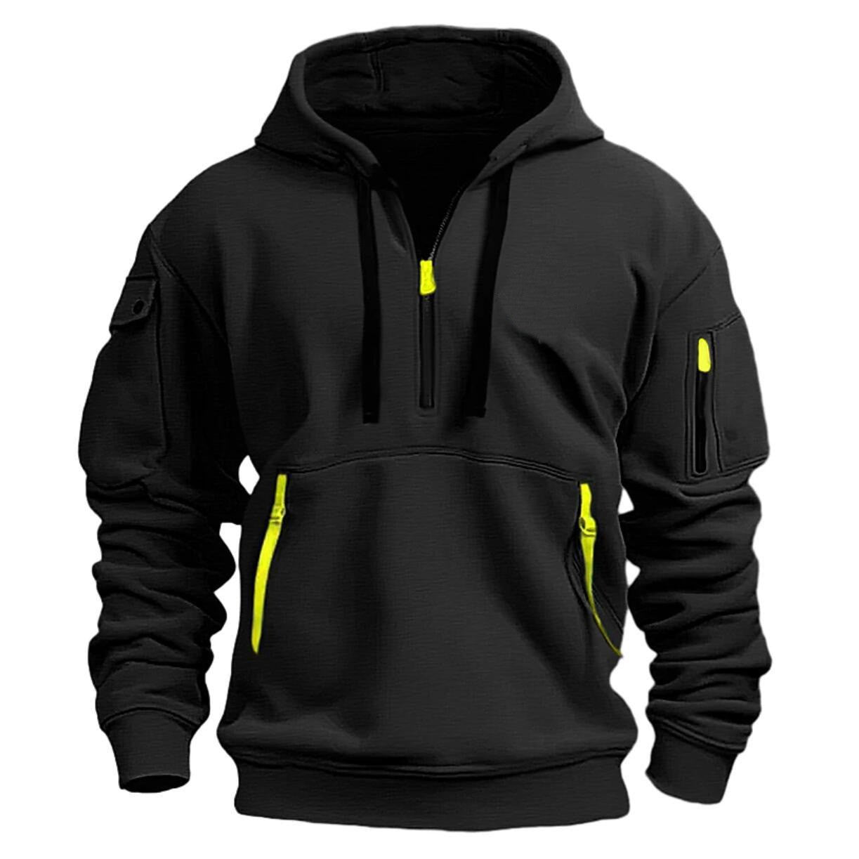 Men's Sports And Leisure Sweatshirt Hooded Pullover Zipper Multi-Flap Pocket Pants Men's Sweatshirt Jacket
