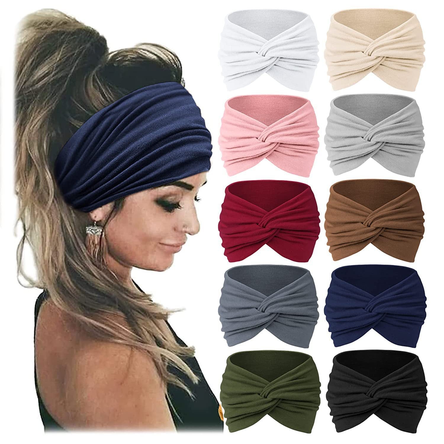 Bohemian Sports Headband Women's Wide Yoga Elastic Running Hair Accessory Headdress Pastoral Style Bow Headband