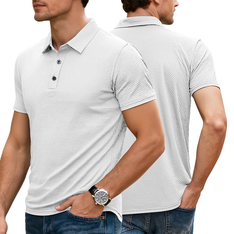 Mens Cool-Feel Short-Sleeve Lapel Button T-Shirt - Breathable Summer Polo 273g | Prime Care