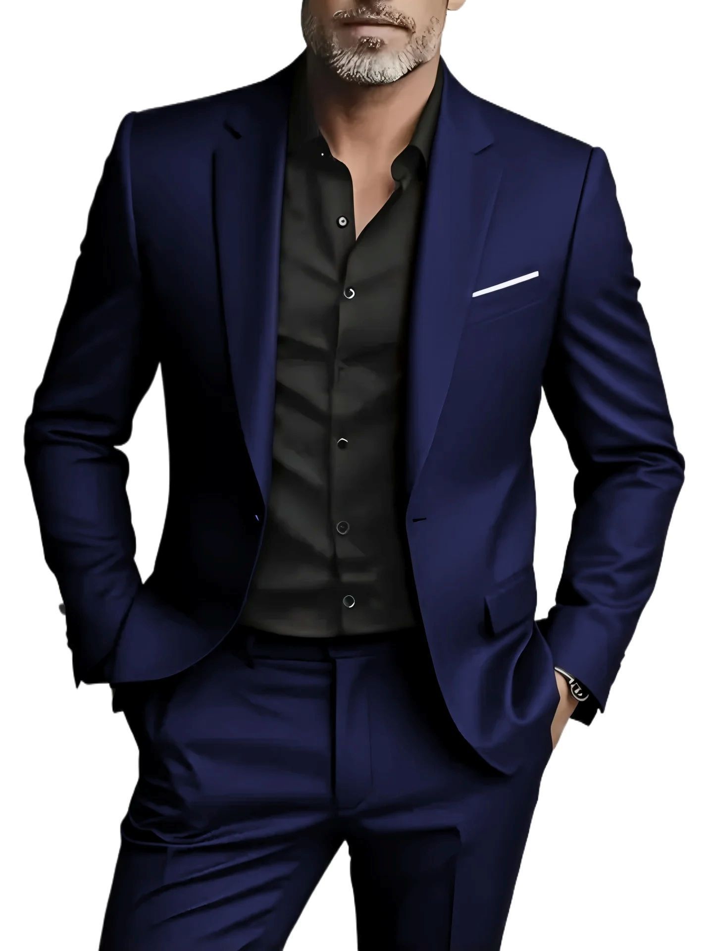 Men's Slim-Fit Business Casual Two-Piece Suit Set – Jacket & Trousers
