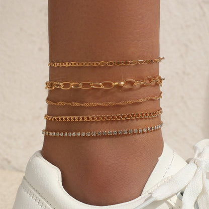Simple Graceful Metal Chain Retro Creative Snake Chain Anklet Five-piece Set | Prime Care