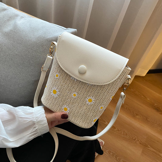 Womens Stylish Raffia Straw Shoulder Bag With Pleated Details - Summer Fashion | Prime Care