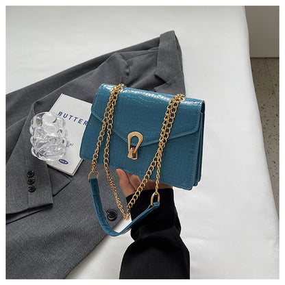 Womens Solid-Color Versatile Crocodile-Print Chain Crossbody Bag - Fashion Handbag | Prime Care