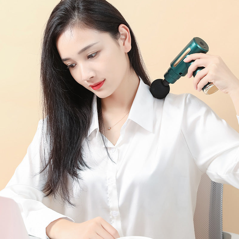 Mini Portable Fascia Gun – Brushless Motor Percussion Massager | 4 Heads, 5+ Speeds, Ultra-Quiet