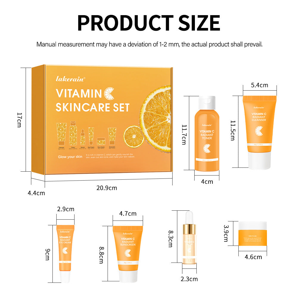 Lakerain Vitamin C Skin Care Set – 6-Piece Brightening Facial Care Collection
